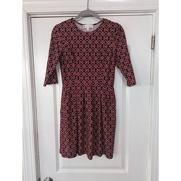 Jude Connally Brynn Trellis Trip Dress women's size XS crimson black fit & flare - Picture 1 of 6